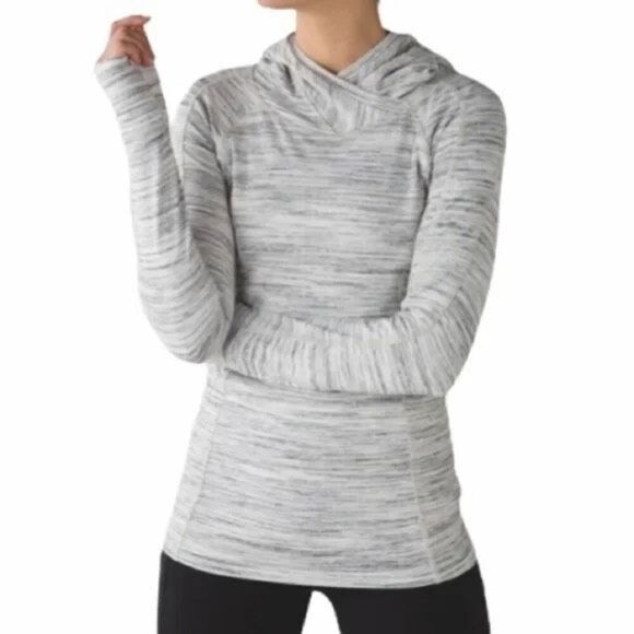 LULULEMON Think Fast Hoodie Space Dye White Silver women's size 8 - Picture 1 of 5